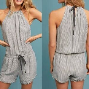 Cloth & Stone Black and White Striped Romper